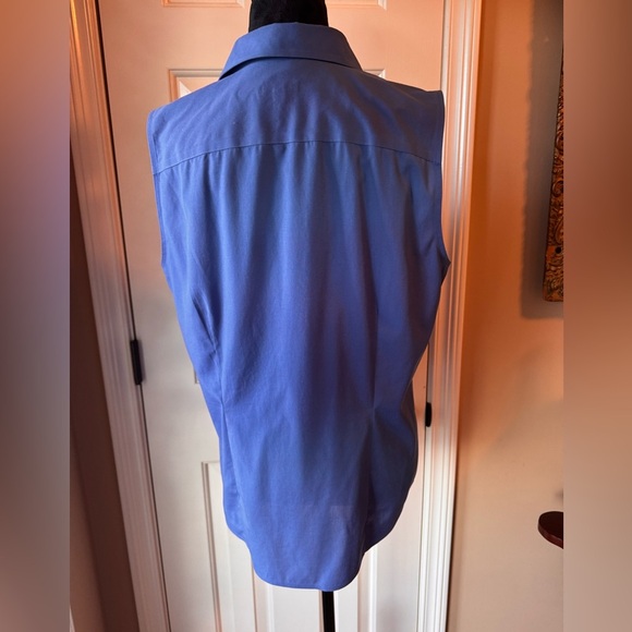 Talbots Royal Blue Sleeveless Button-Down Wrinkle Resistant Shirt - Picture 6 of 7